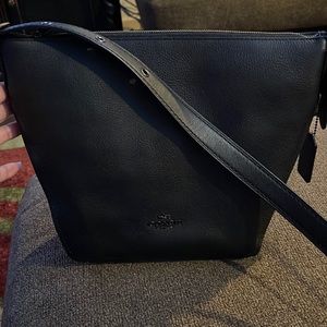 Brand New! Coach natural leather small dark black dufflette